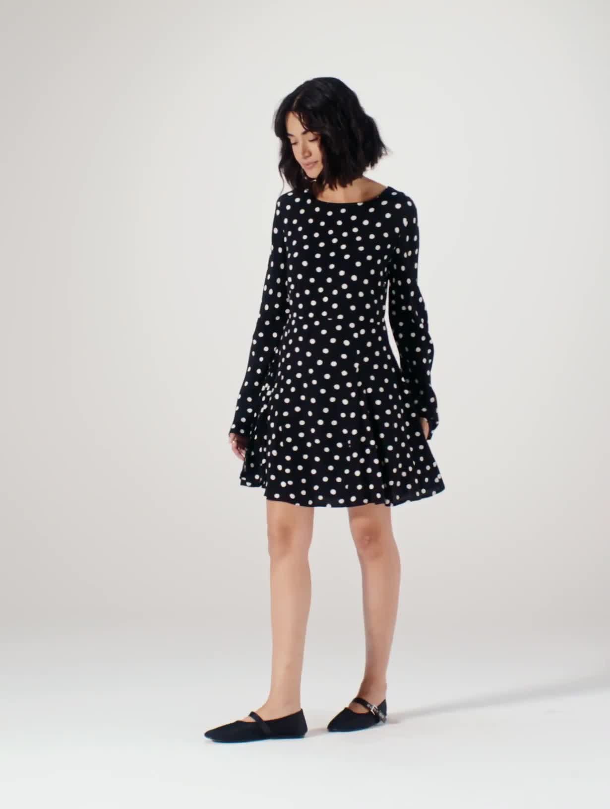 Mono Polka Dot Tie Waist Mini Dress 22 - Video 1 thumbnail